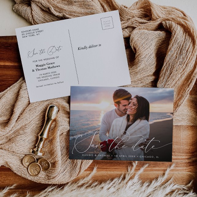 Carte Postale Élégance moderne de photo pour mariage faire part  (Créateur téléchargé)