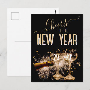 Carte Postale Élégant « À la nouvelle année »