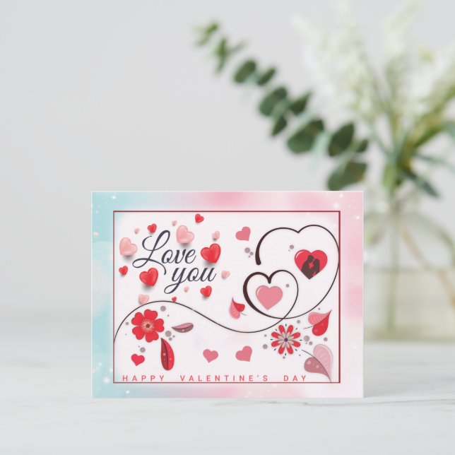 Carte Postale Élégant Aimez-vous pour la Saint-Valentin (Debout devant)