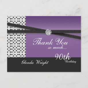 Carte Postale Elégant Améthyste violet et noir Anniversaire