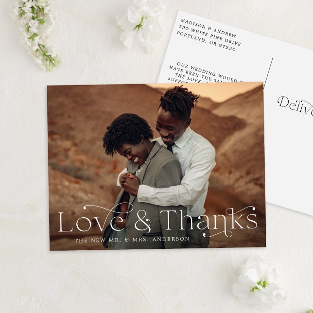 Carte Postale Elegant Amour et Merci Mariage Photo Merci (Créateur téléchargé)