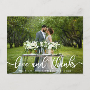Carte Postale Élégant Amour et Merci Moderne   Photo Mariage