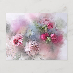 Carte Postale Elégant aquarelle Art Moderne Rose Fleurs Florales