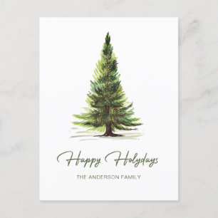 Carte Postale Elégant Aquarelle Pine Tree Noël Salutation