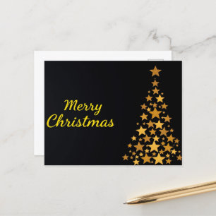 Carte Postale Elégant Arbre d'or Joyeux Noël sur Noir