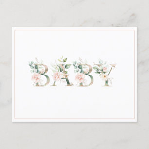 Carte Postale Elégant Baby shower d'aquarelle rose