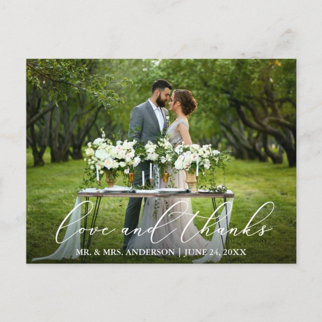 Carte Postale Elégant belle calligraphie amour Merci Mariage (Devant)
