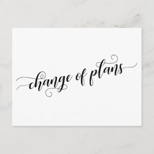 Carte Postale Élégant blanc Changement de plans reporté Mariage