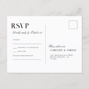Carte Postale Elégant blanc Magnolia Illustration Mariage RSVP