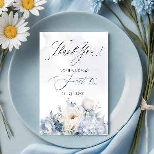 Carte Postale Elégant bleu bleu bleu floral doux 16 Merci