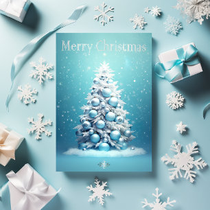 Carte Postale Elégant Bleu et Argent de Noël