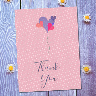 Carte Postale Élégant bleu rose violet ballons coeur minimaliste