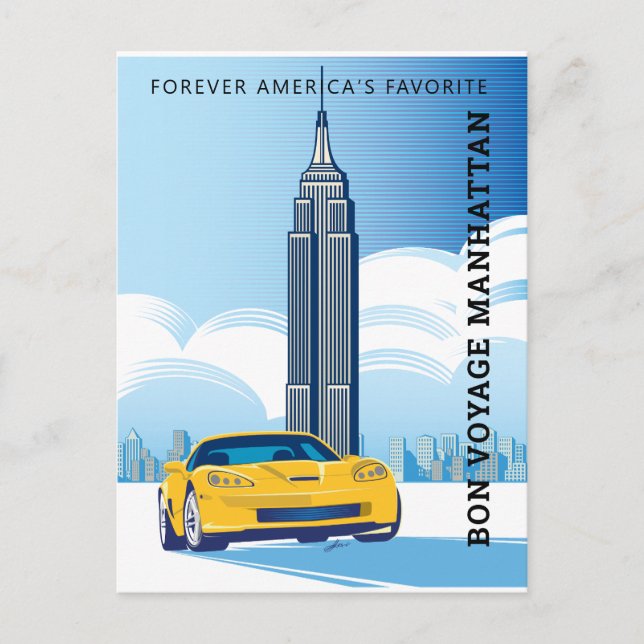 Carte Postale Elégant BON VOYAGE MANHATTAN Design (Devant)