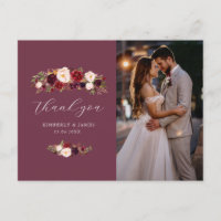 Elégant bordeaux & fleurs rousses mariage merci