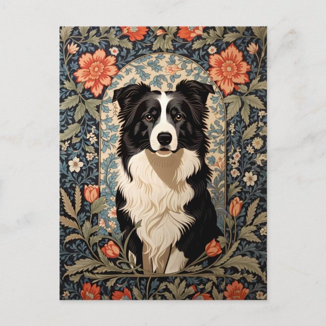 Carte Postale Elégant Bordure Collie William Morris Inspiré (Devant)