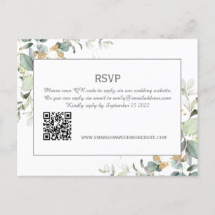 Carte Postale Elégant Botanique Eucalyptus vert QR Code RSVP