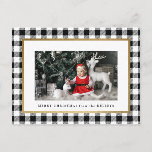 Carte Postale Élégant Buffle Blanc Plaid Photo