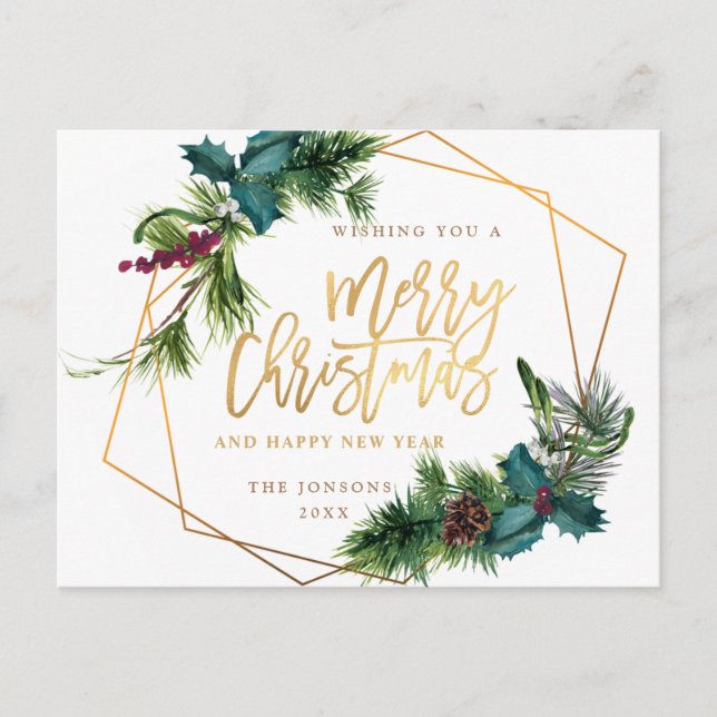 Carte Postale Elégant cadre de cône de pin de Noël de vacances S (Devant)