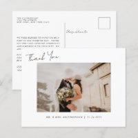Elegant Calligraphy Script Wedding Photo Thank You