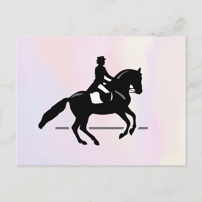 Carte Postale Elégant cavalier de Dressage sur un Arrière - plan (Devant)