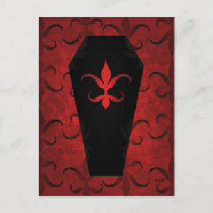 Carte Postale Elégant cercueil gothique victorien rouge Hallowee