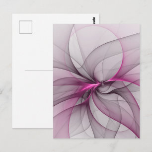 Carte Postale Elégant Chaos Moderne Abstrait rose Fractal Art
