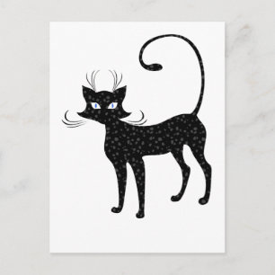 Carte Postale Élégant chat noir tacheté