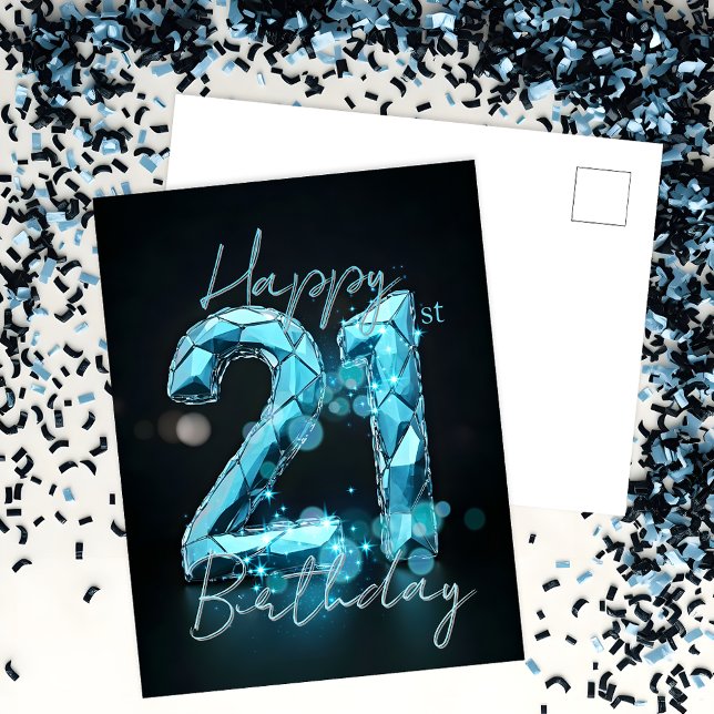 Carte Postale Elégant Chic Sapphire Bleu et Noir 21e anniversair (Créateur téléchargé)