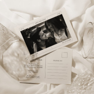 Carte Postale Elégant Classic Grey Enregistrer la date Mariage P