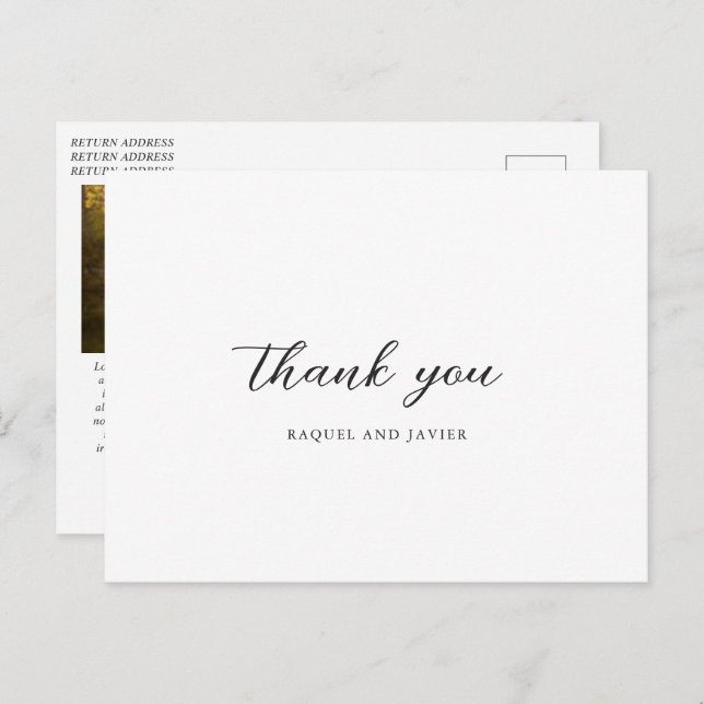 Carte Postale Elegant Classic Wedding Thank You (Devant / Derrière)