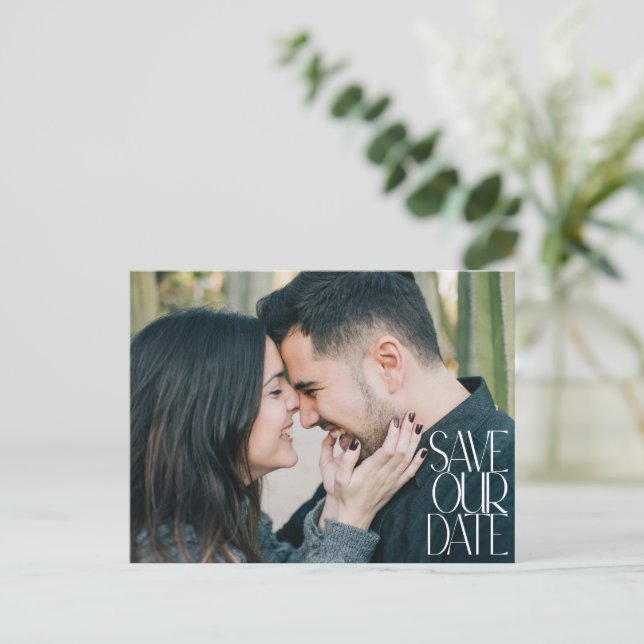 Carte Postale Elegant Classy Modern Photo Overlay Enregistrer la (Debout devant)