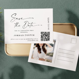 Carte Postale Élégant code QR de sauvegarde de la date de remise