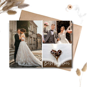 Carte Postale Élégant Collage photo Mariage Merci