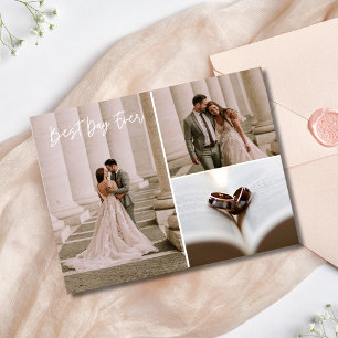 Carte Postale Élégant Collage photo Mariage Merci