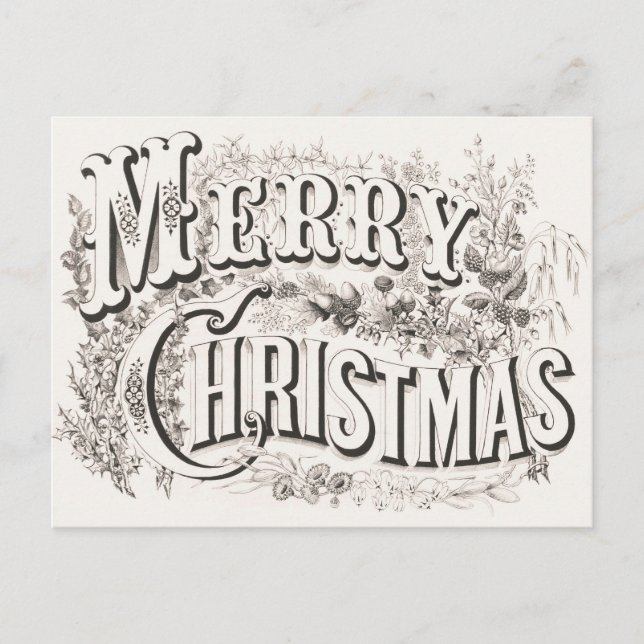 Carte Postale Elegant Currier & Ives MERRY CHRISTMAS Lithograph (Devant)