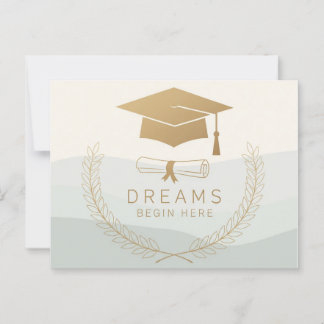 Carte Postale Elégant design Gold Graduation | Les rêves commenc