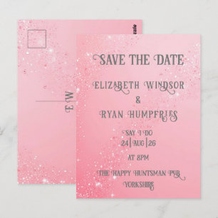 Carte Postale Elégant design vert étincelant pour Mariage
