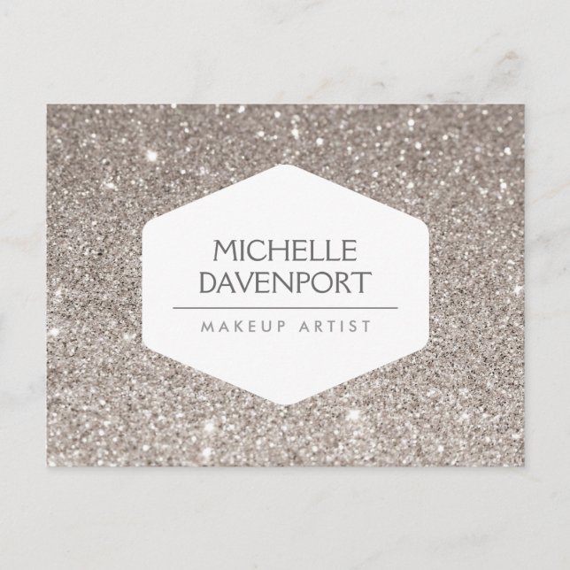 CARTE POSTALE ELÉGANT EMBLEM BLANC SUR PARTIES SCINTILLANT ARGEN (Devant)