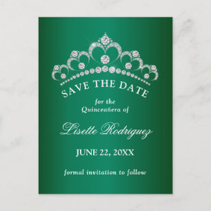 Carte Postale Élégant Emerald Green Quinceanera Enregistrer La D