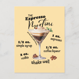 Carte Postale Elégant Espresso Martini Recette Cocktail Art
