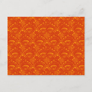 Carte Postale Élégant et éclatant Orange Damask Lace Motif