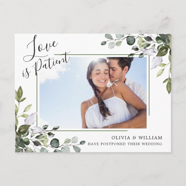 Carte Postale Élégant Eucalyptus Mariage de la photo Changement  (Devant)