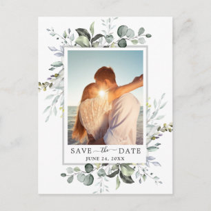 Carte Postale Elégant Eucalyptus PHOTO Mariage Enregistrer la da
