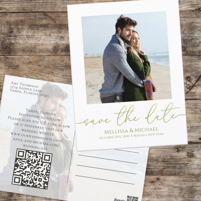 Carte Postale Élégant faire-part de mariage avec photo et écritu (Créateur téléchargé)