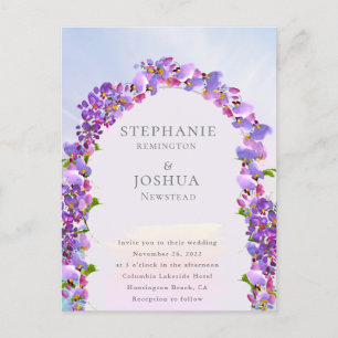 Carte Postale Élégant Faire-part de mariage d'aquarelle Wisteria