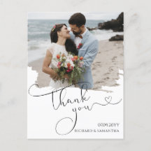 Élégant Faire-Part de Remerciement de Mariage Phot