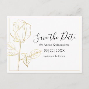 Carte Postale Élégant Faire-Part Floral de Quinceanera Moderne