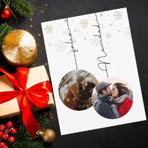 Carte Postale Elégant Feliz Navidad moderne Photo & Snowflakes