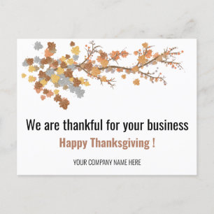 Carte Postale Élégant Feuille d'érable d'automne affaires Thank