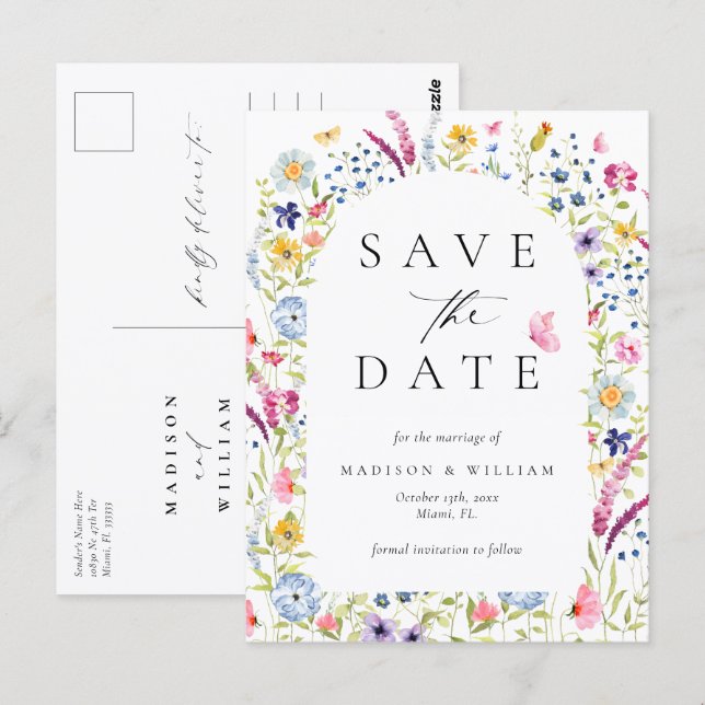 Carte Postale Elegant Floral Botanical Rustic Save the Date (Devant / Derrière)
